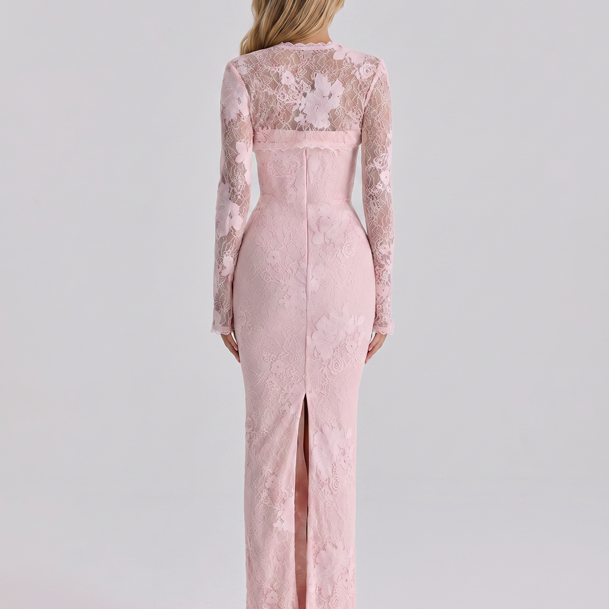 Marla | Maxi Dress with Lace Overlay and Long Sleeves