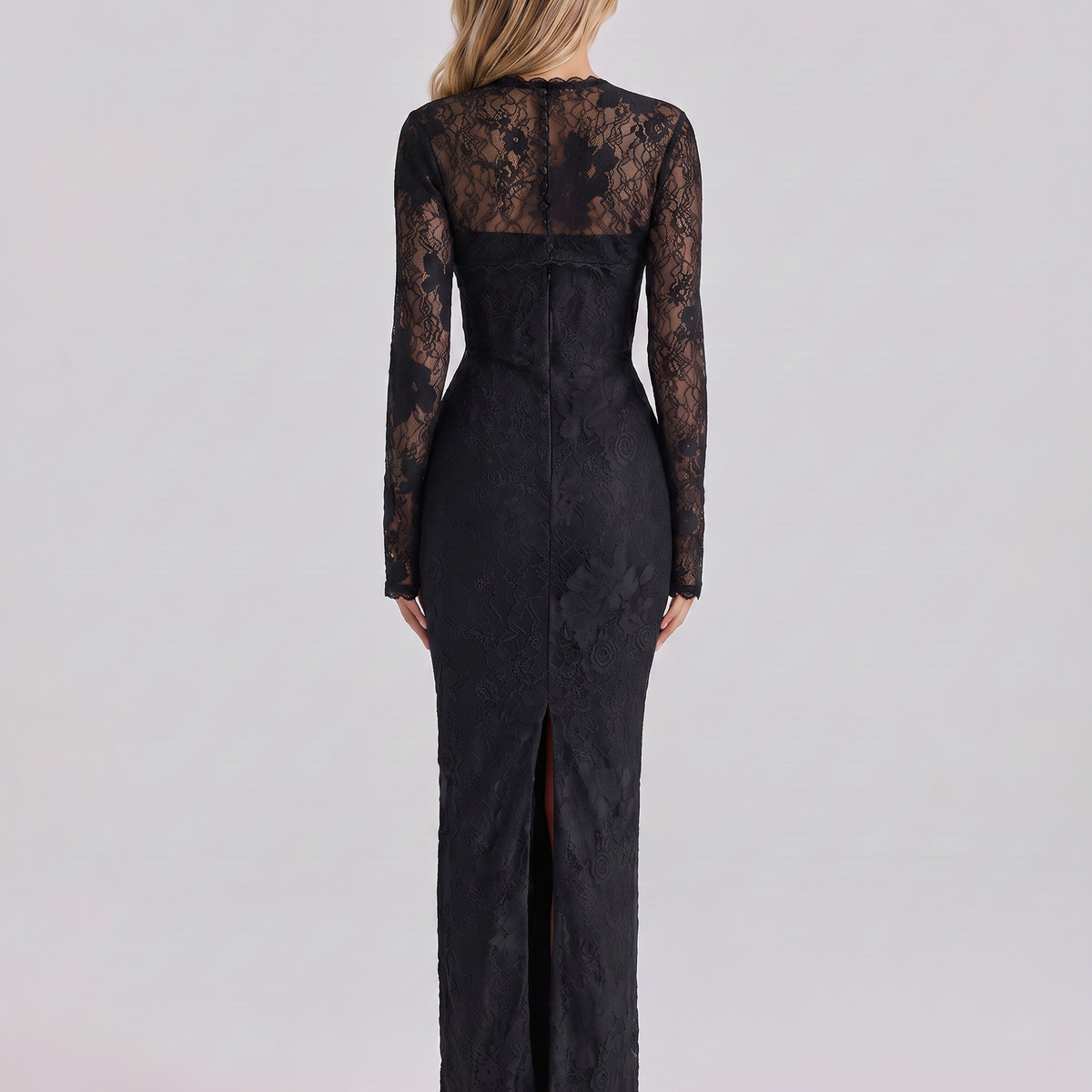Marla | Maxi Dress with Lace Overlay and Long Sleeves