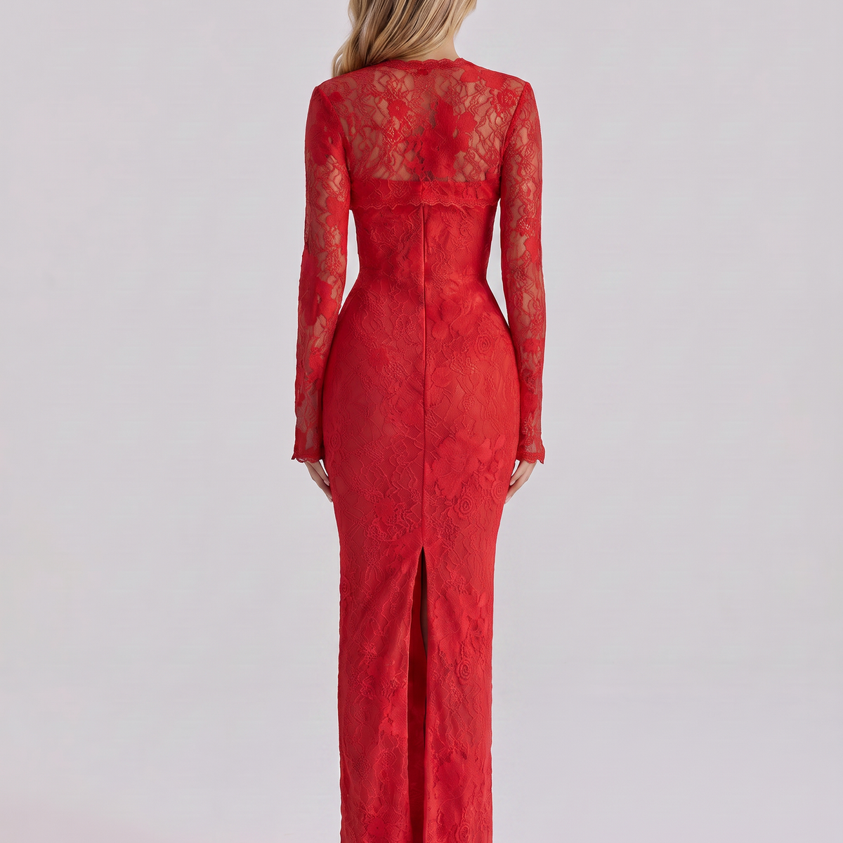 Marla | Maxi Dress with Lace Overlay and Long Sleeves