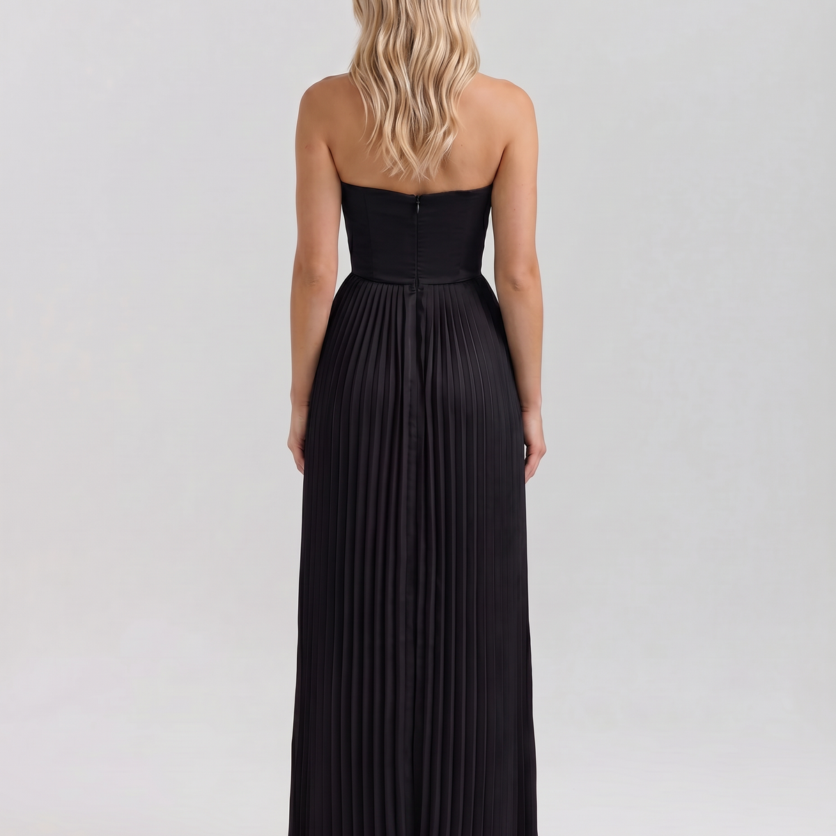 Lennox | Pleated Maxi Dress with Structured Bodice