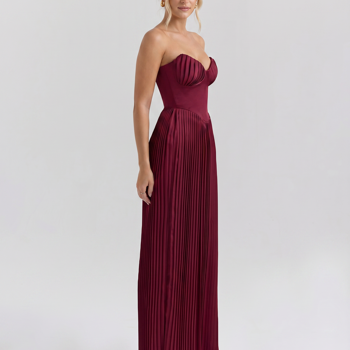Lennox | Pleated Maxi Dress with Structured Bodice