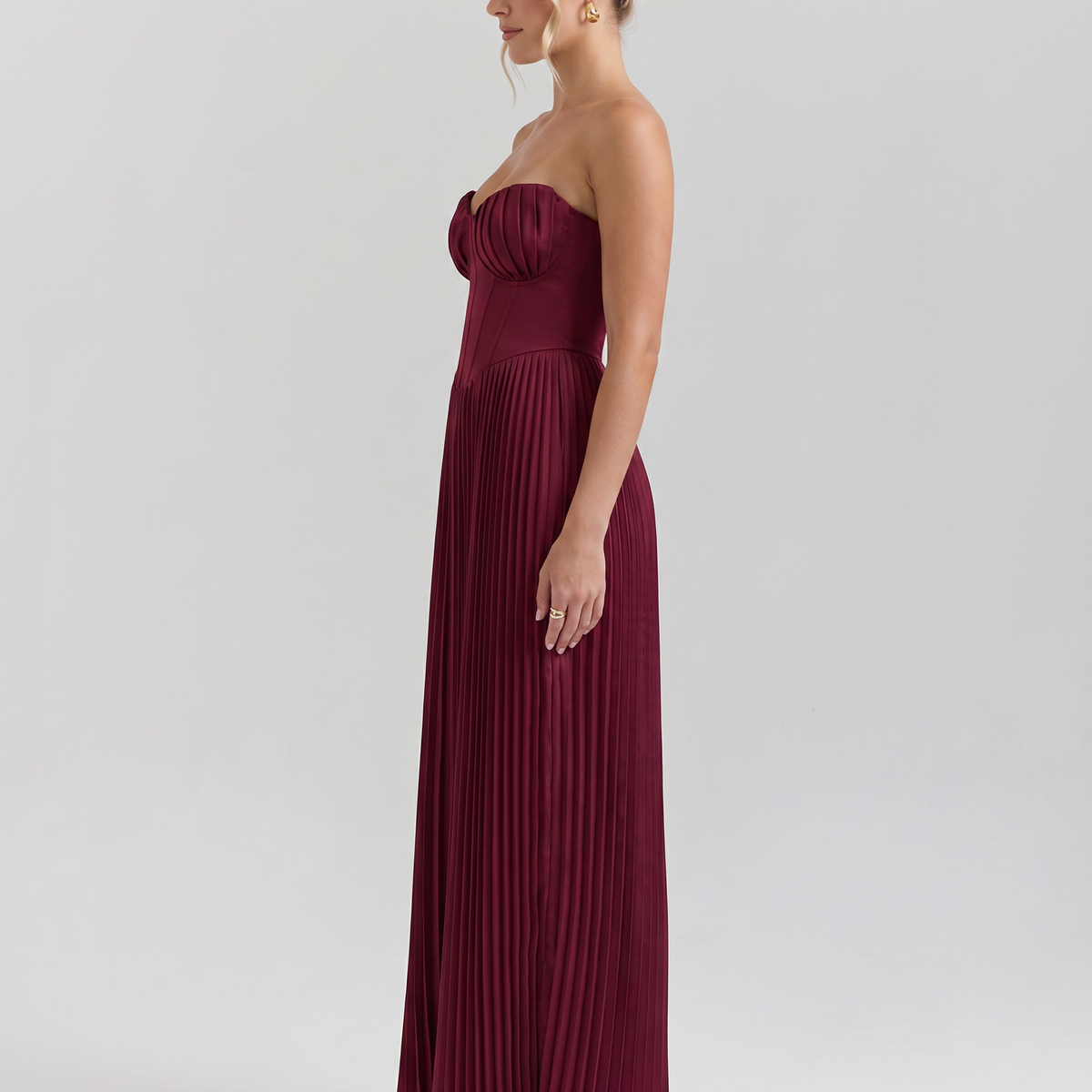 Lennox | Pleated Maxi Dress with Structured Bodice