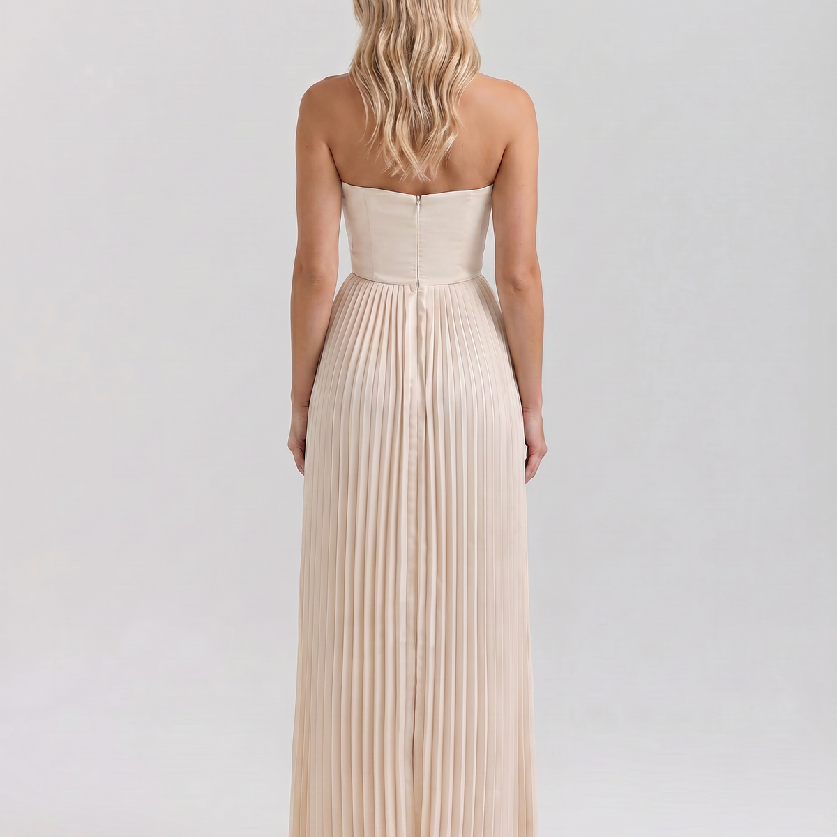 Lennox | Pleated Maxi Dress with Structured Bodice