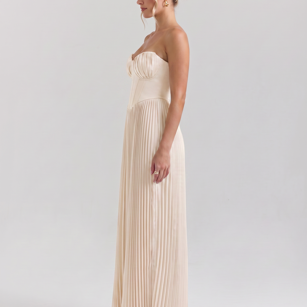 Lennox | Pleated Maxi Dress with Structured Bodice