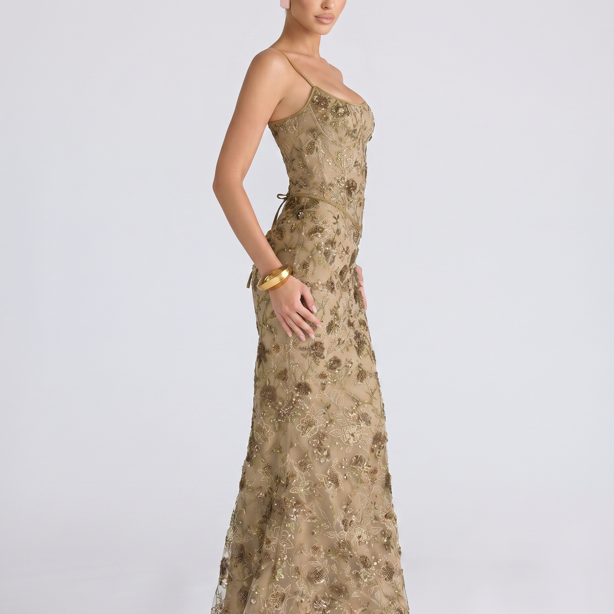 Landry | Corset Maxi Dress with Beaded Embellishment