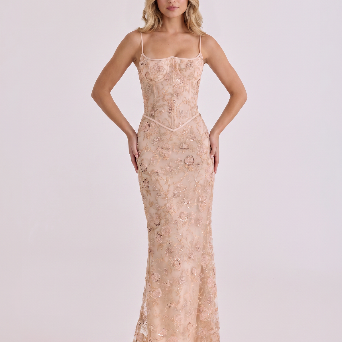 Landry | Corset Maxi Dress with Beaded Embellishment