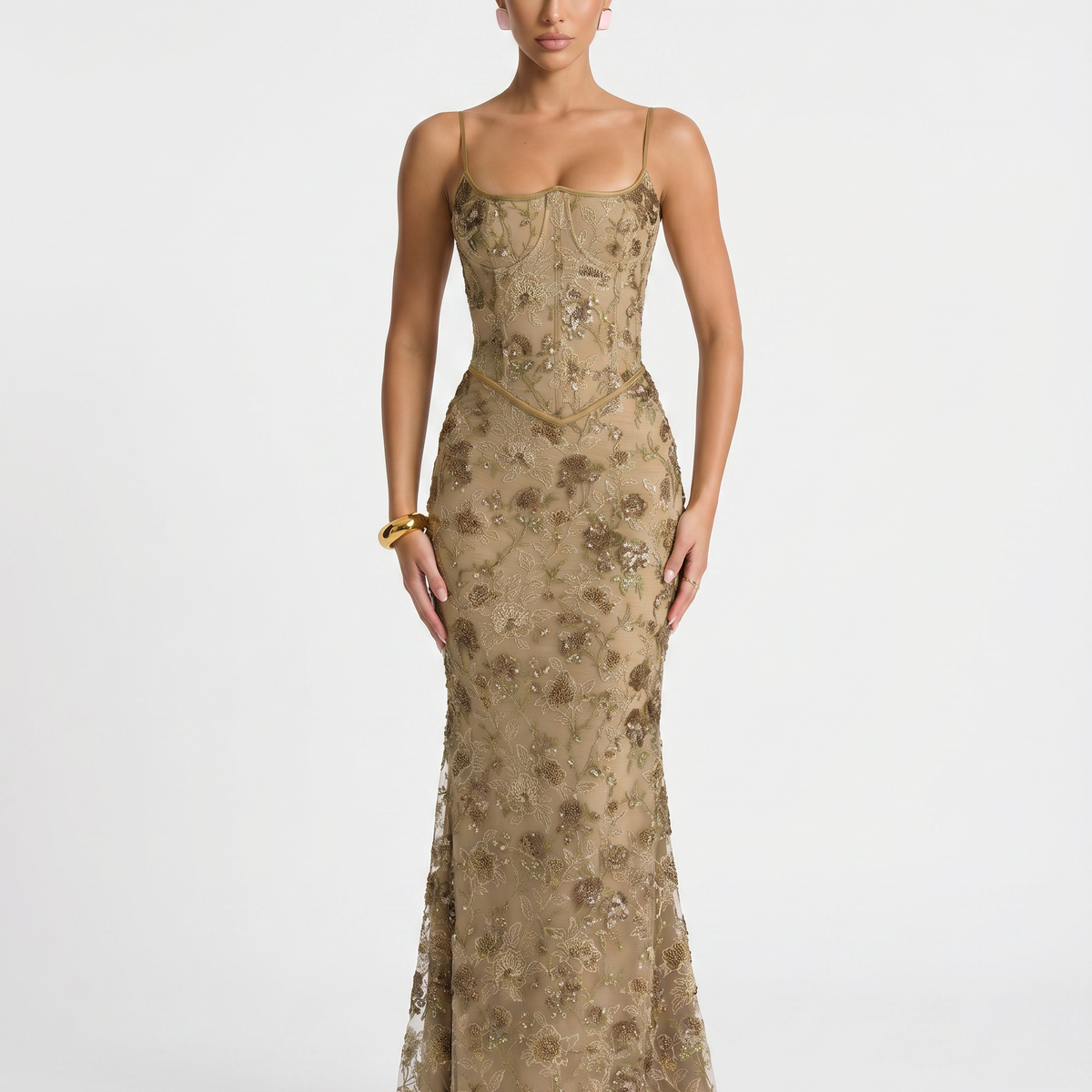 Landry | Corset Maxi Dress with Beaded Embellishment