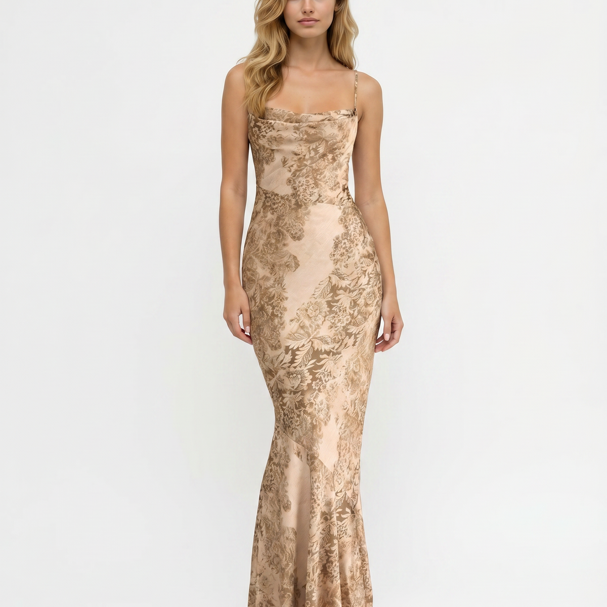 Leta | Maxi Dress with Satin Finish and Floral Pattern