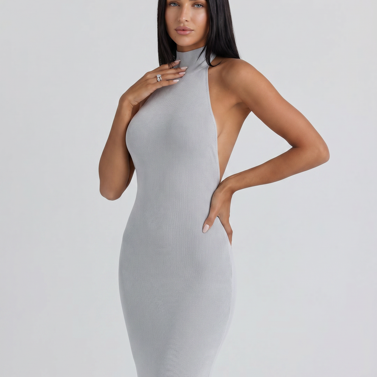 Brinley | Halter Neck Backless Maxi Dress