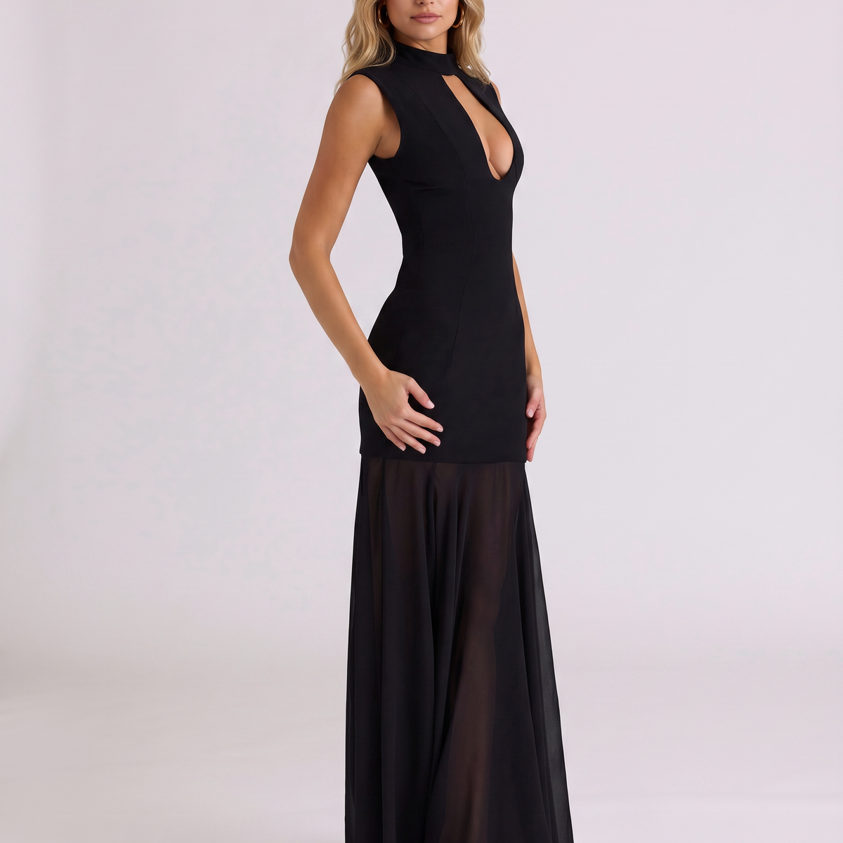 Novah | Maxi Dress With Plunge Keyhole Front