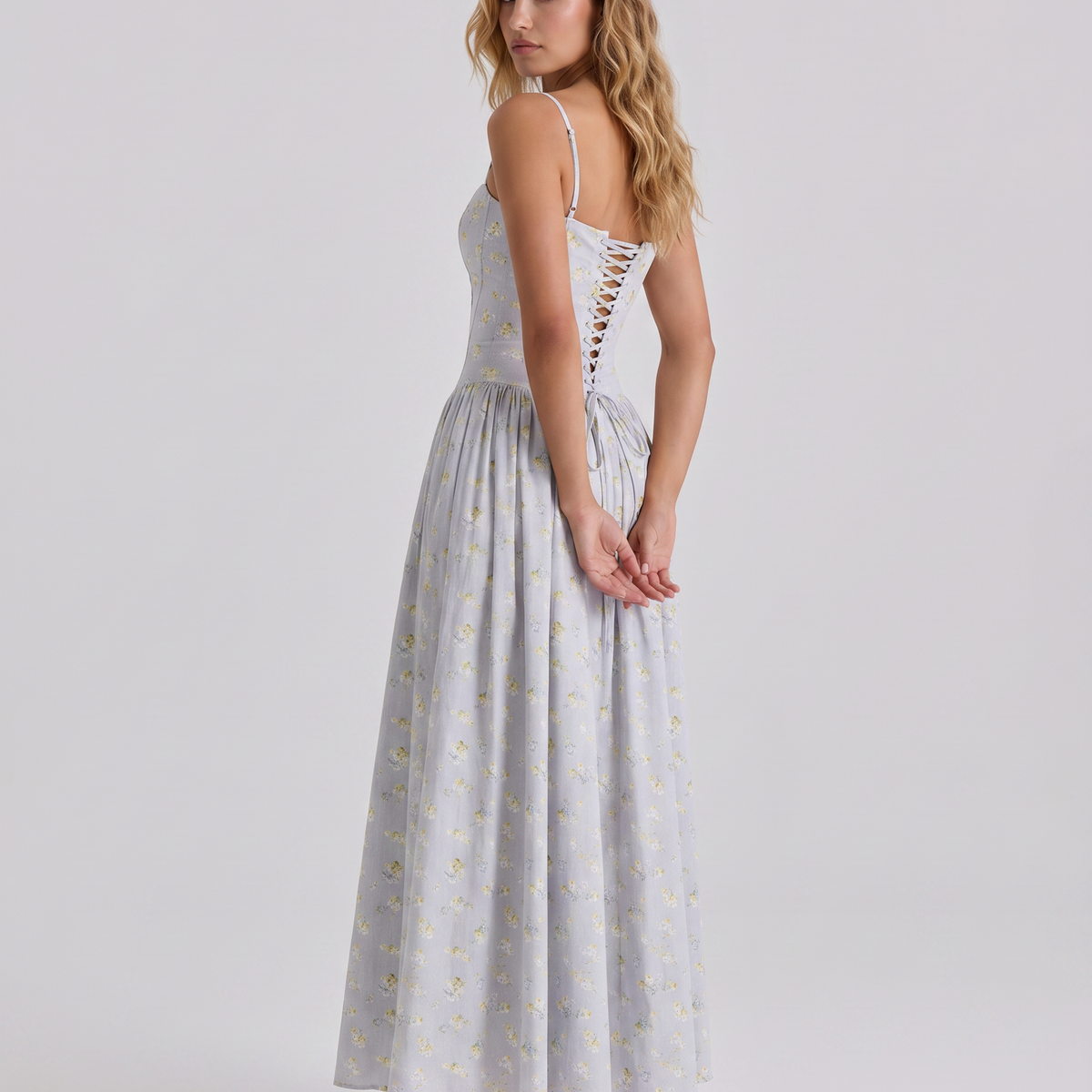 Alyssa | Cotton Maxi Dress with Corset Bodice