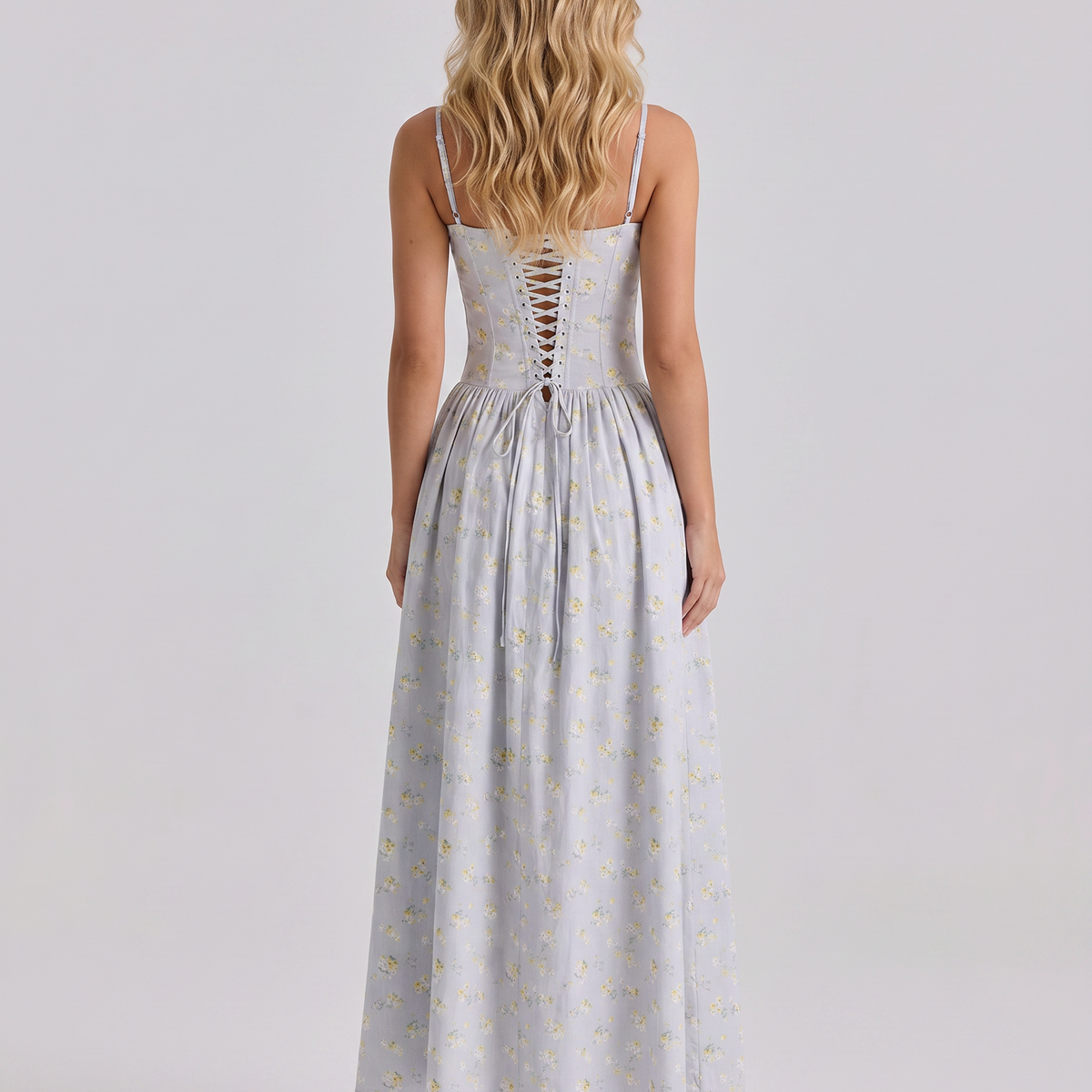 Alyssa | Cotton Maxi Dress with Corset Bodice
