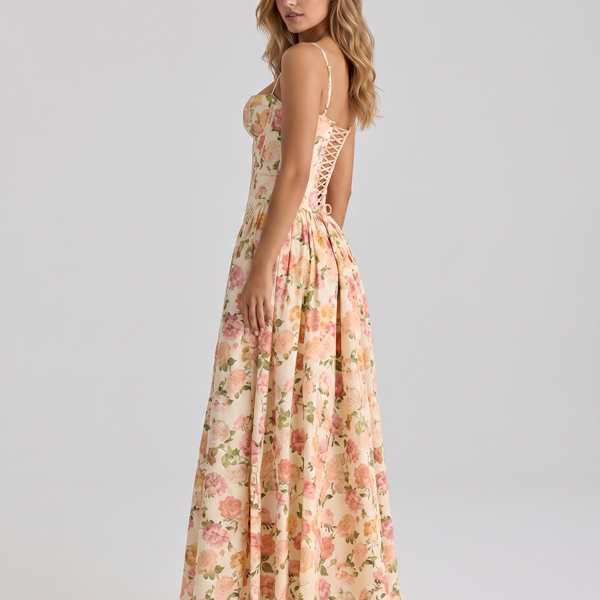 Alyssa | Cotton Maxi Dress with Corset Bodice