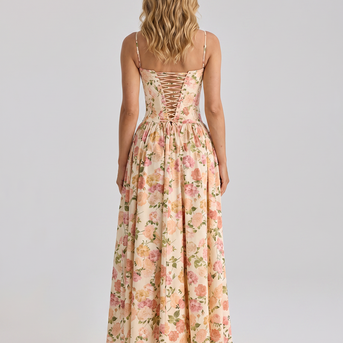 Alyssa | Cotton Maxi Dress with Corset Bodice