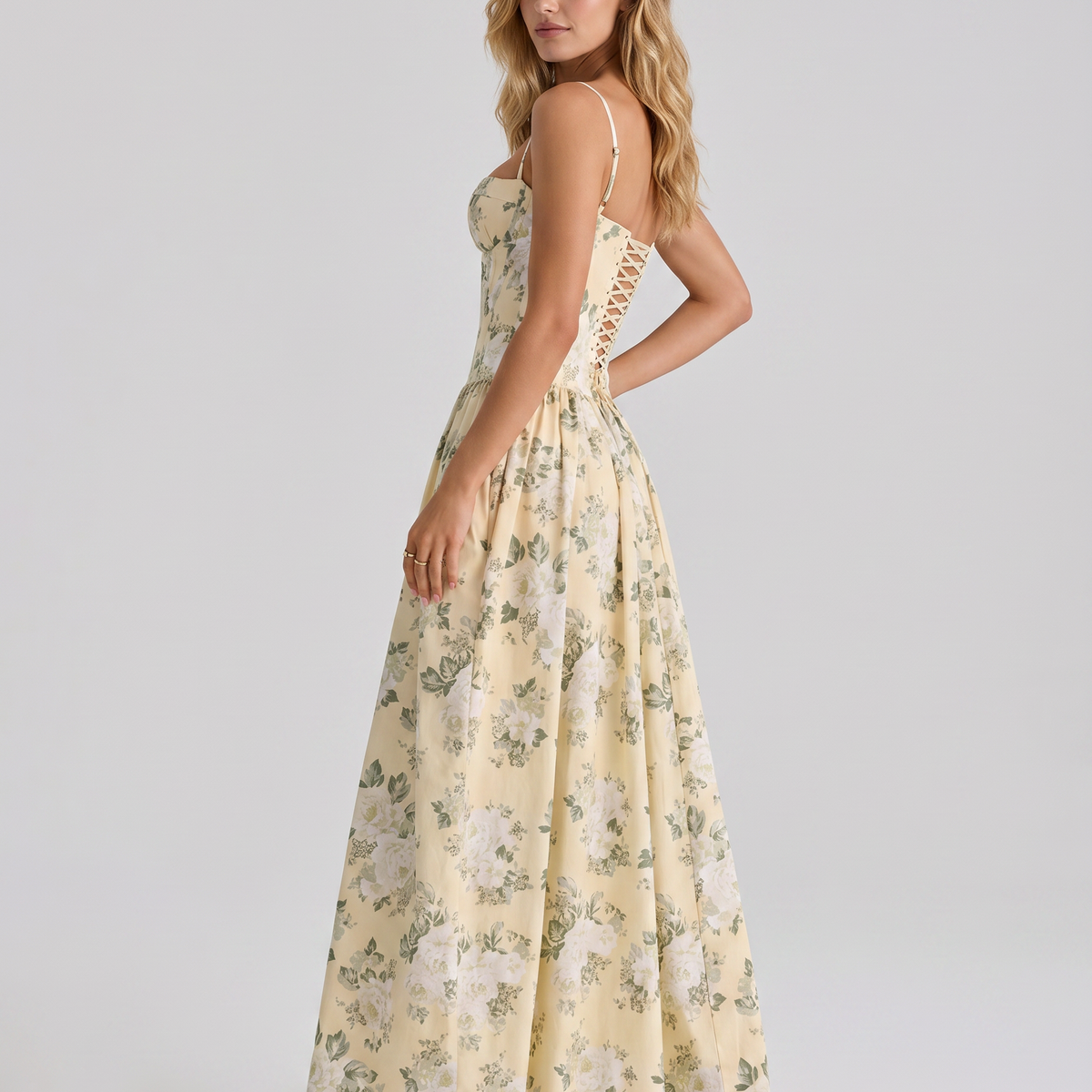Alyssa | Cotton Maxi Dress with Corset Bodice
