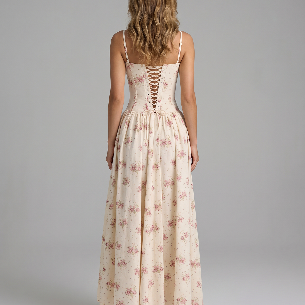 Alyssa | Cotton Maxi Dress with Corset Bodice