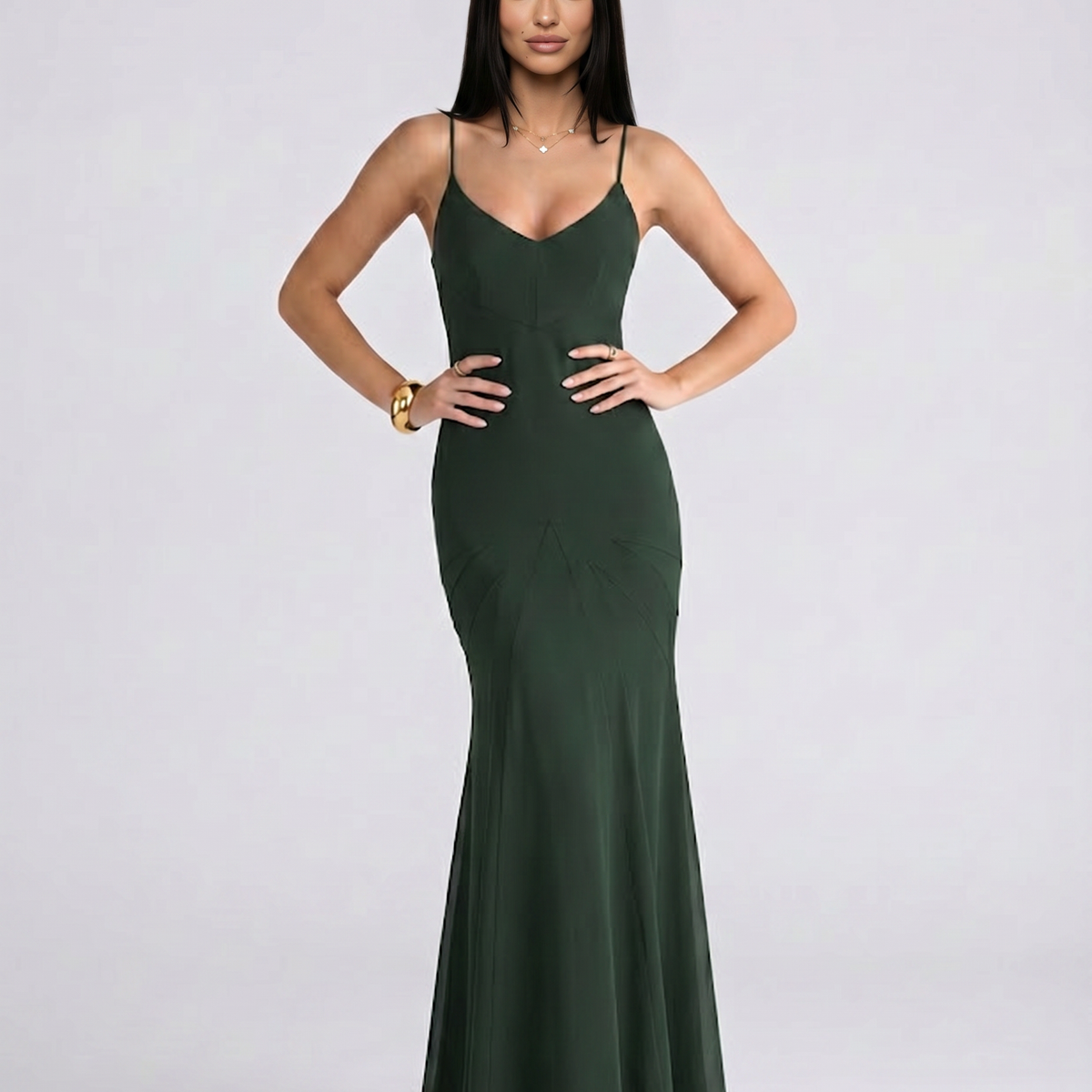 Marcy | Panelled Maxi Dress with Spaghetti Straps