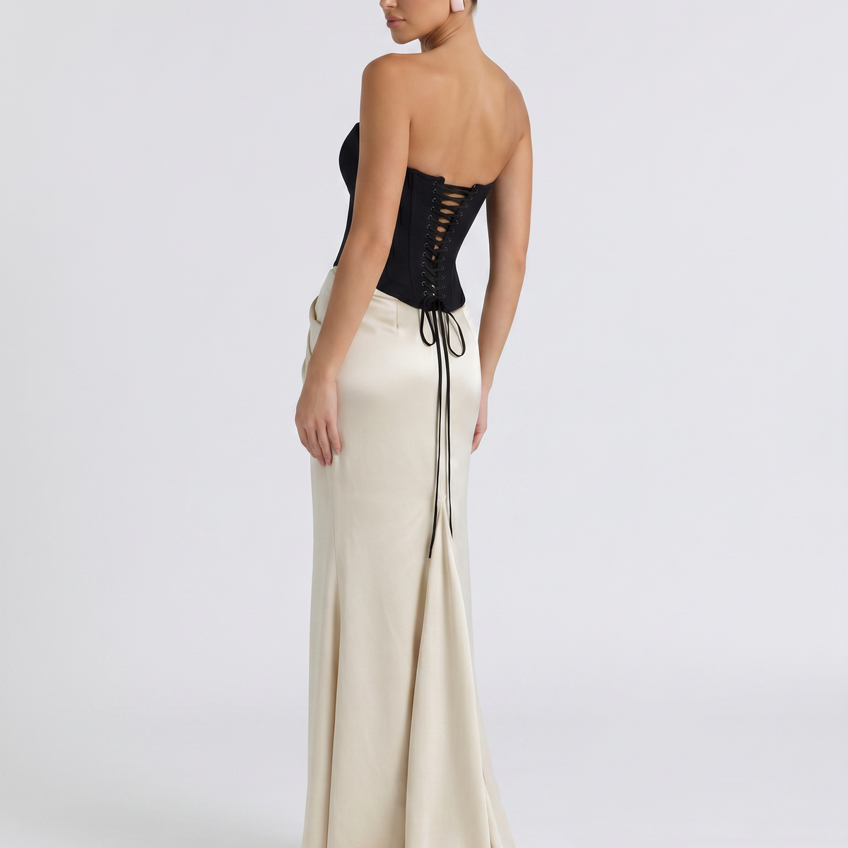 Liza | Maxi Dress with Corset Bodice and Draped Skirt