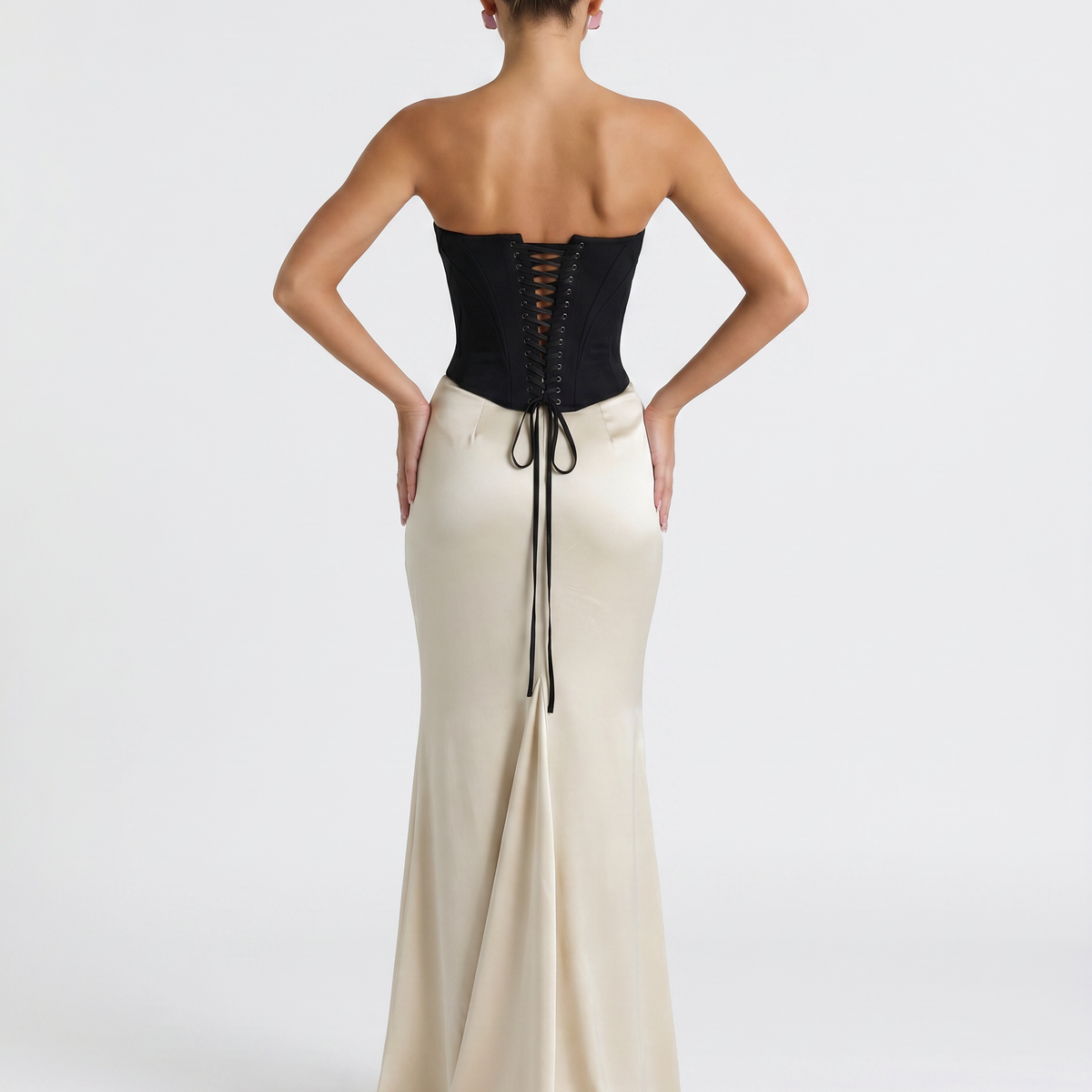Liza | Maxi Dress with Corset Bodice and Draped Skirt