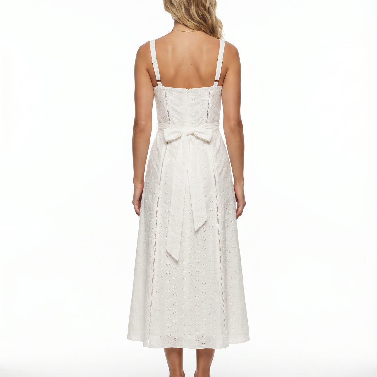 Renee | Midi Dress with Broderie Anglais Detail