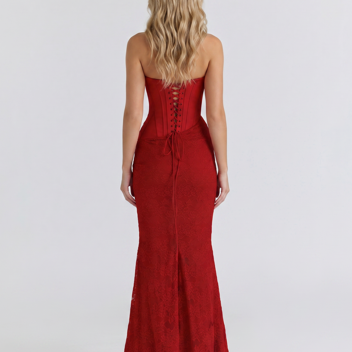 Liliana | Strapless Corset Lace Maxi Dress