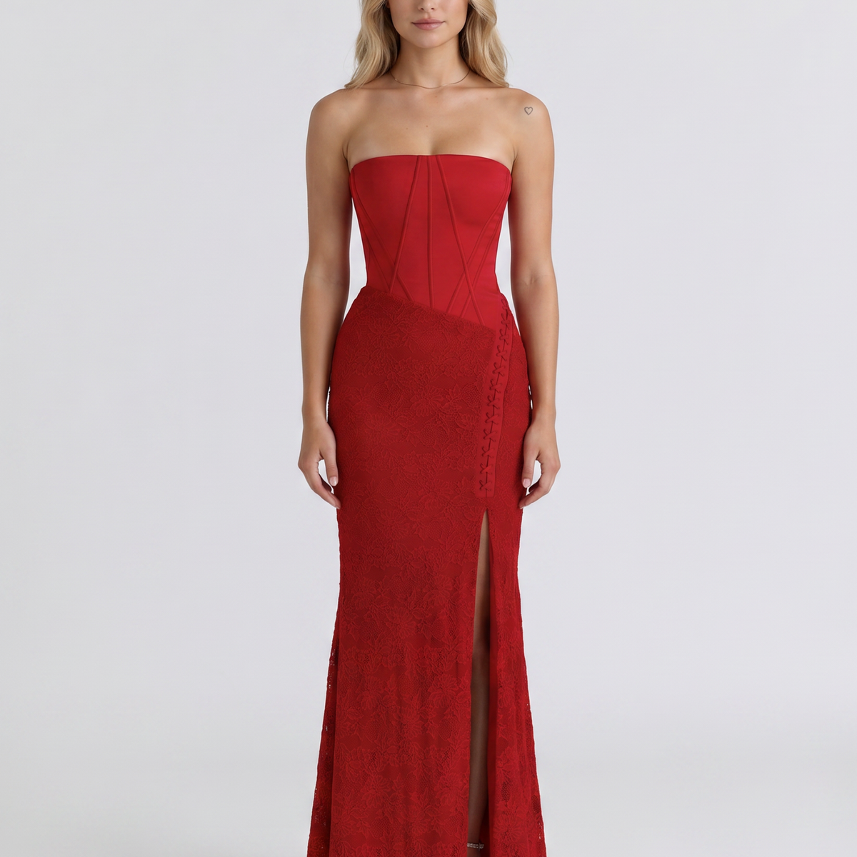 Liliana | Strapless Corset Lace Maxi Dress