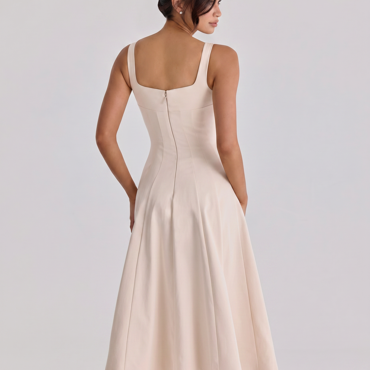 Vilma | Midi Dress with Structured Twill Silhouette