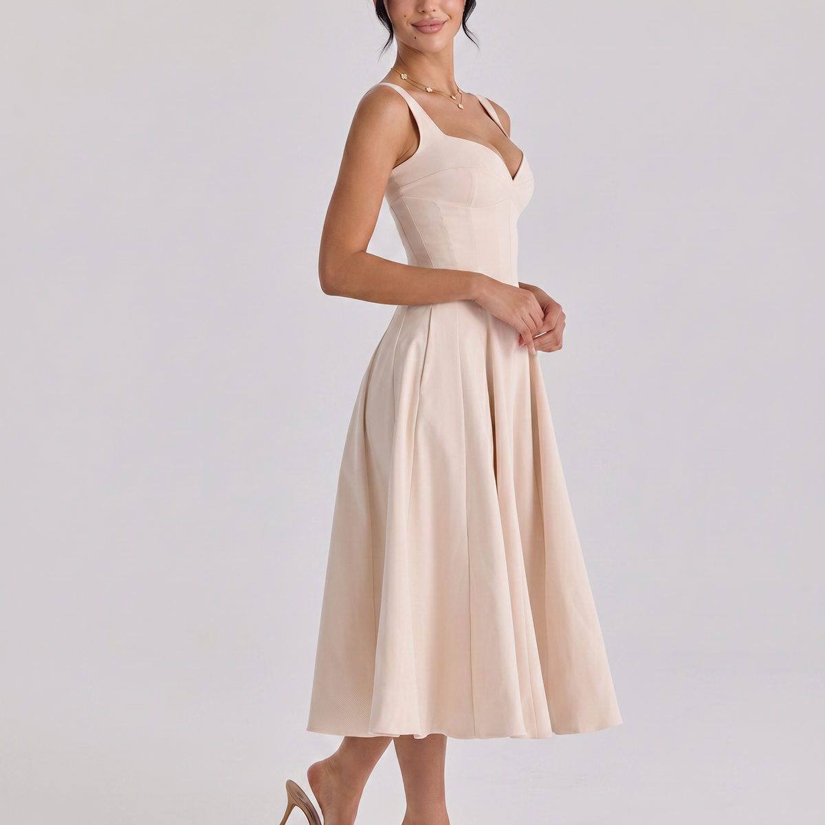 Vilma | Midi Dress with Structured Twill Silhouette