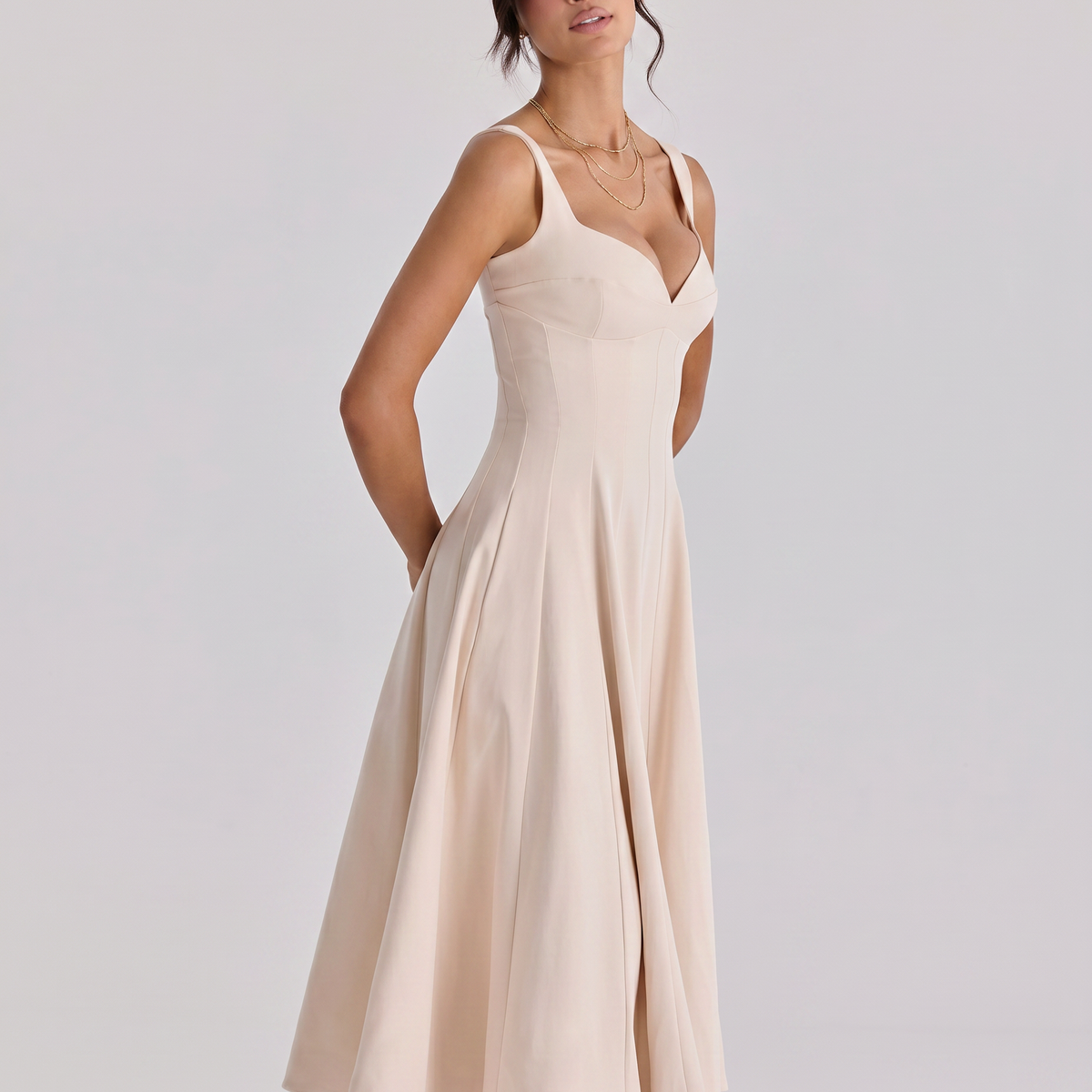 Vilma | Midi Dress with Structured Twill Silhouette