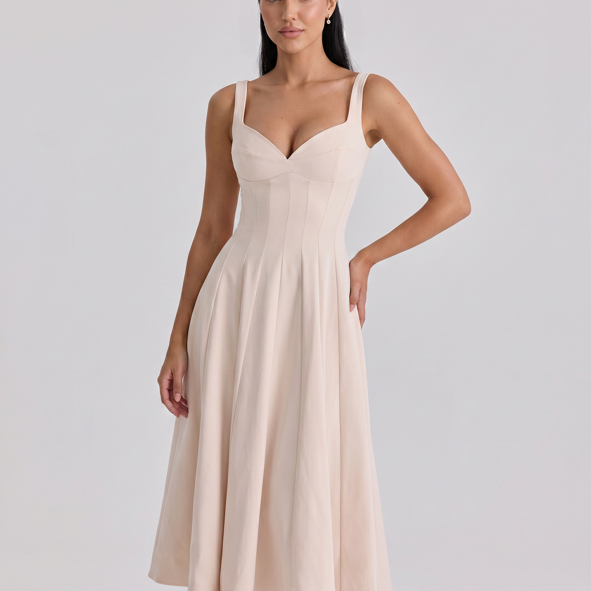 Vilma | Midi Dress with Structured Twill Silhouette