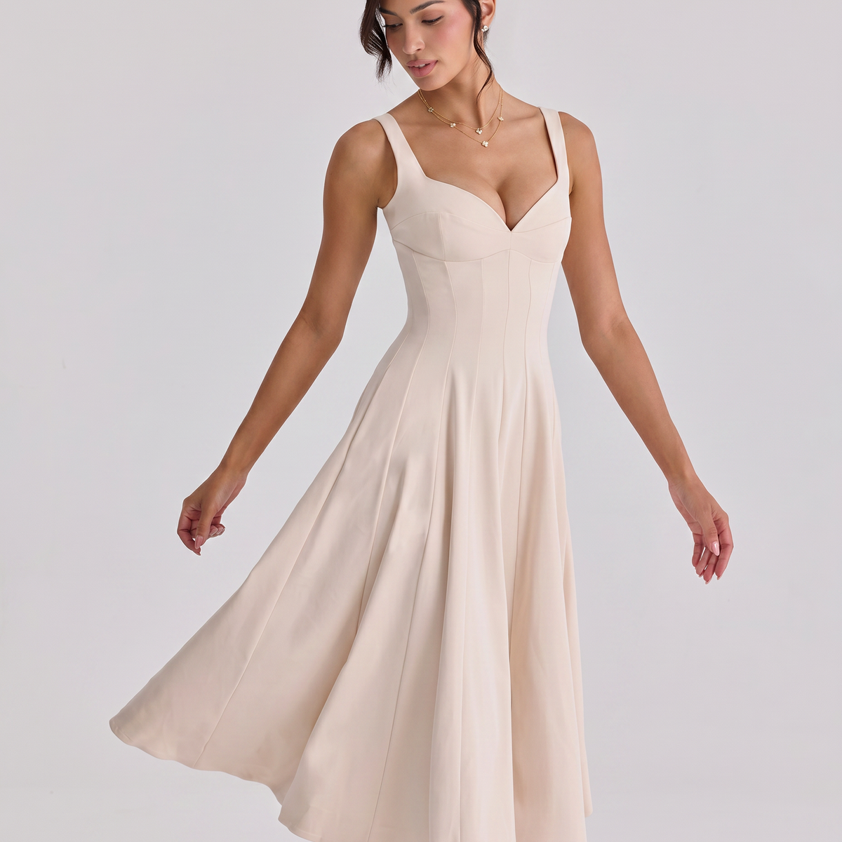 Vilma | Midi Dress with Structured Twill Silhouette