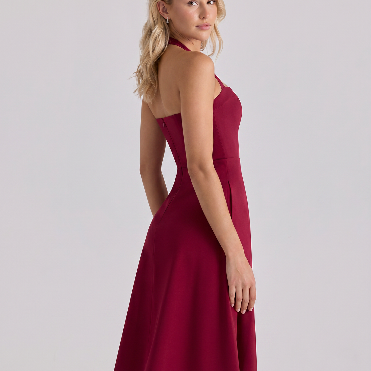 Josie | Midi Dress with Halter Neck and Flared Skirt