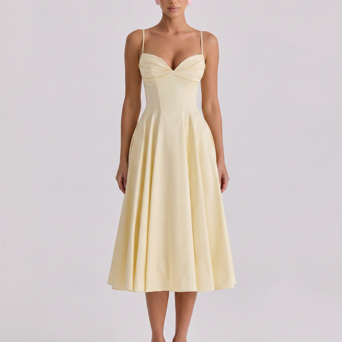 Maisie | Midi Sundress with Pleated Skirt and Adjustable Straps