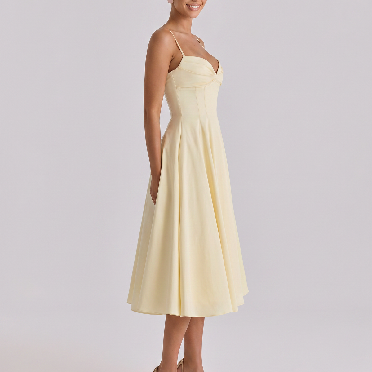 Maisie | Midi Sundress with Pleated Skirt and Adjustable Straps