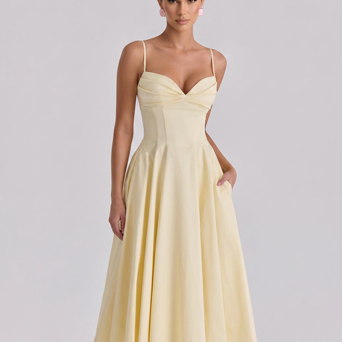 Maisie | Midi Sundress with Pleated Skirt and Adjustable Straps