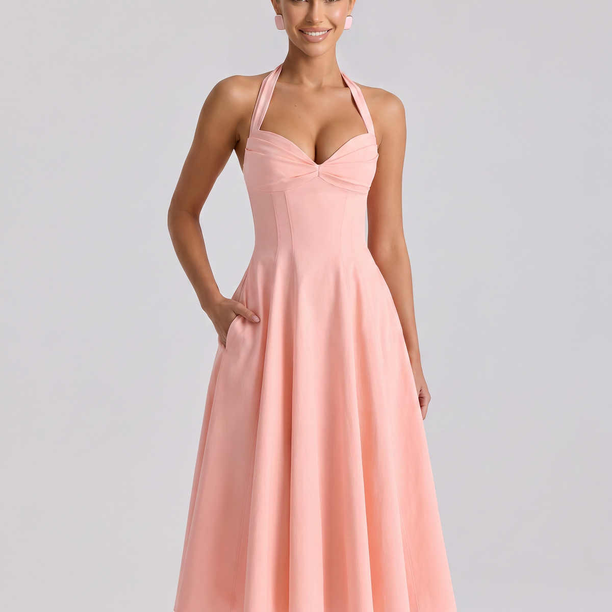 Maisie | Midi Sundress with Pleated Skirt and Adjustable Straps