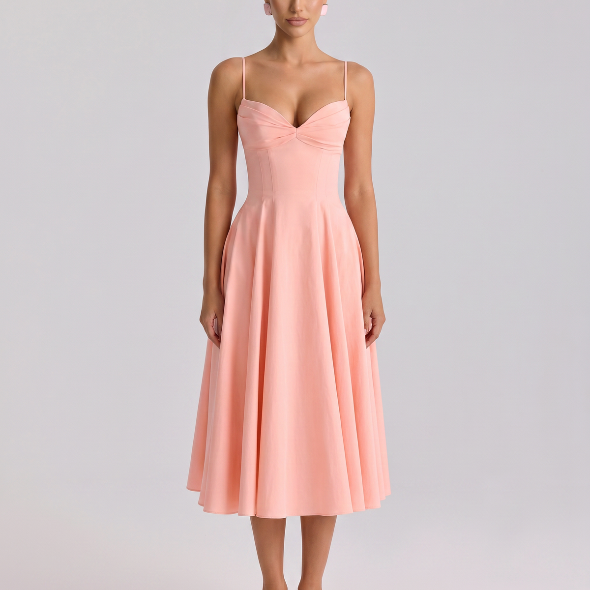 Maisie | Midi Sundress with Pleated Skirt and Adjustable Straps