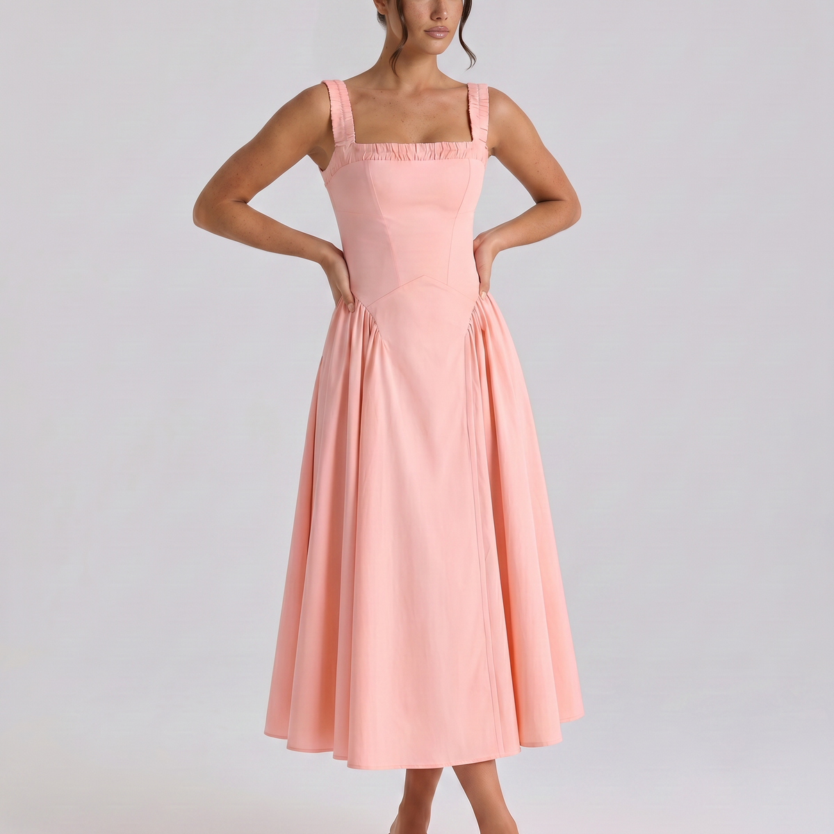 Viola | Midi Sundress with Gathered Skirt