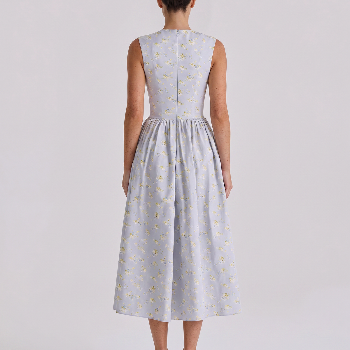 Nellie | Midi Sundress with Square Neck and Pleated Skirt