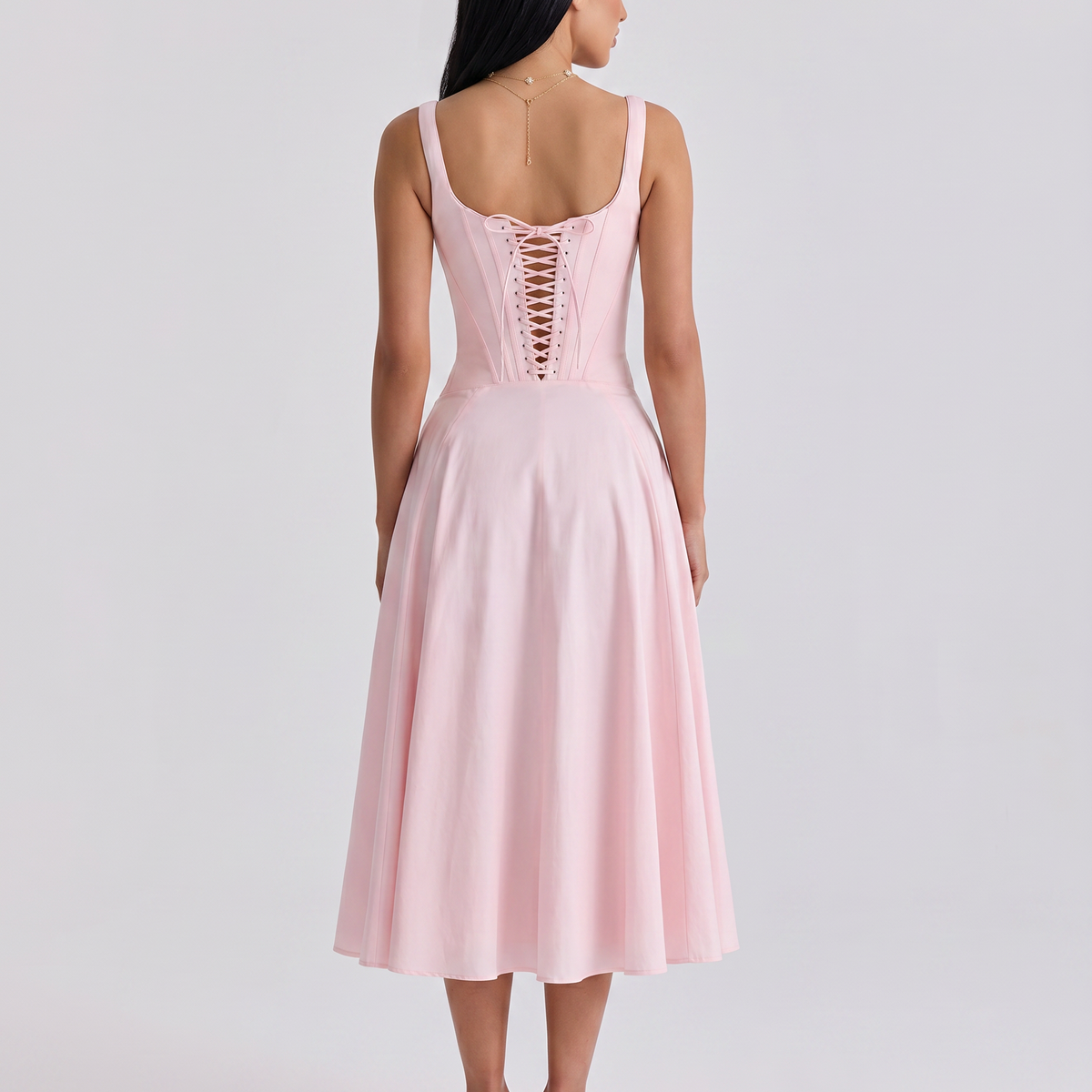 Elinor | Midi Sundress with Lace-Up Back