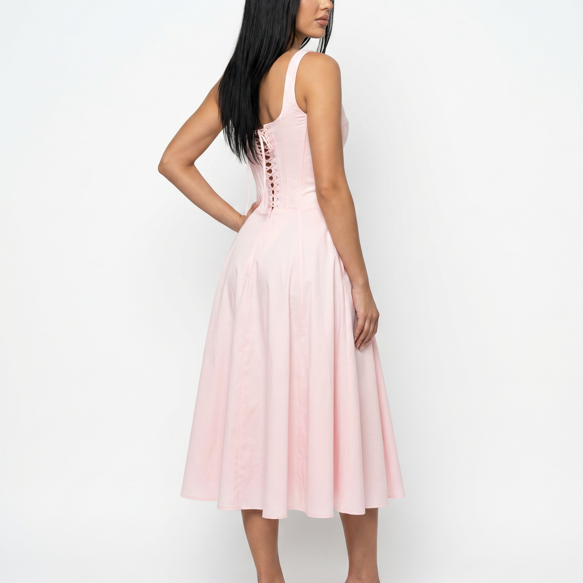 Elinor | Midi Sundress with Lace-Up Back