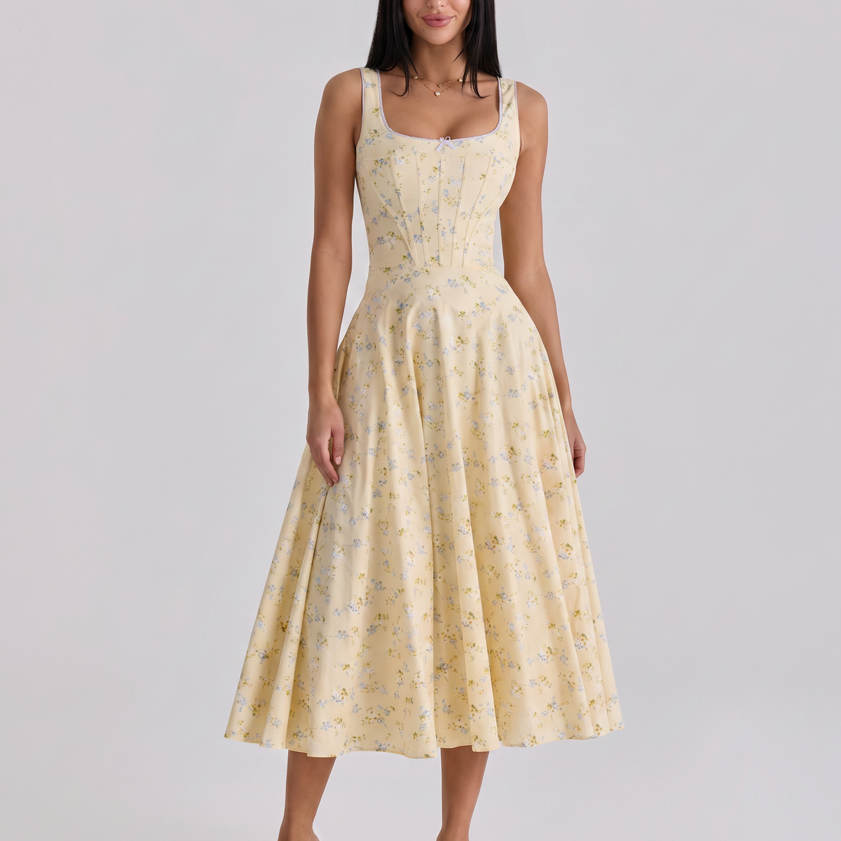 Elinor | Midi Sundress with Lace-Up Back