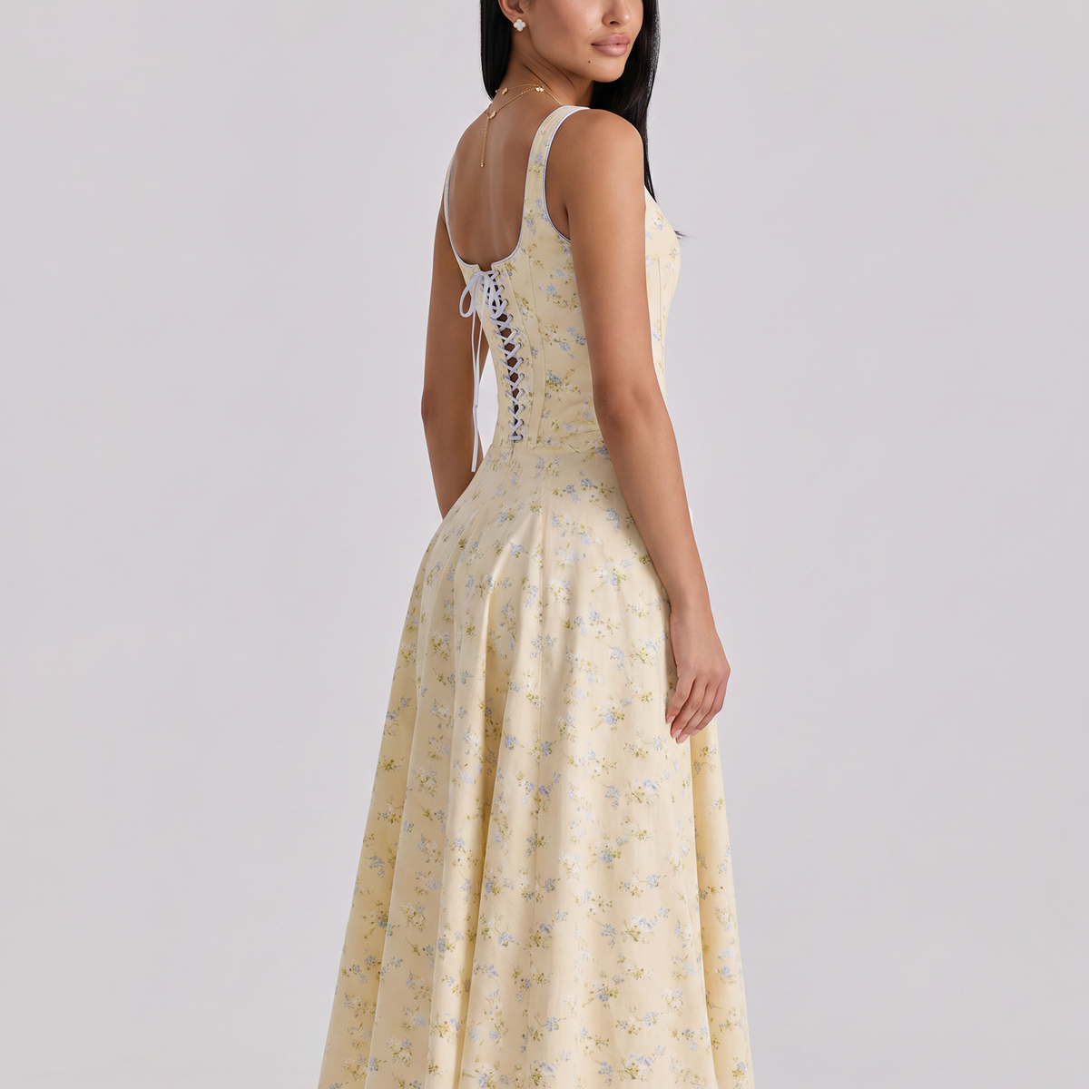 Elinor | Midi Sundress with Lace-Up Back