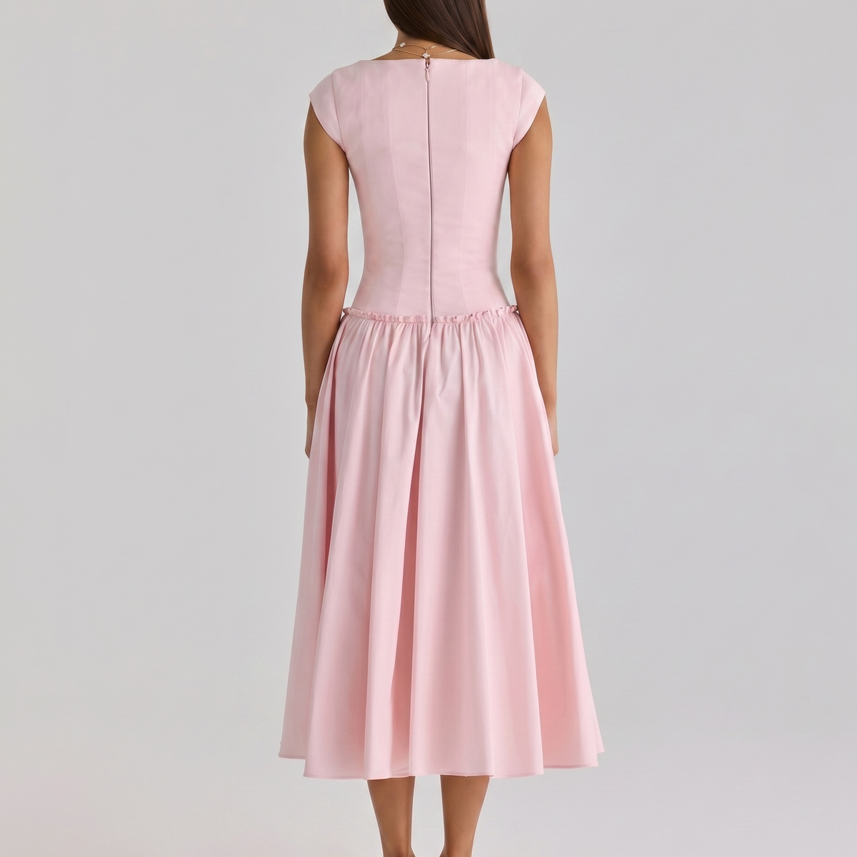 Monica | Midi Dress with Boned Bodice and Cap Sleeves