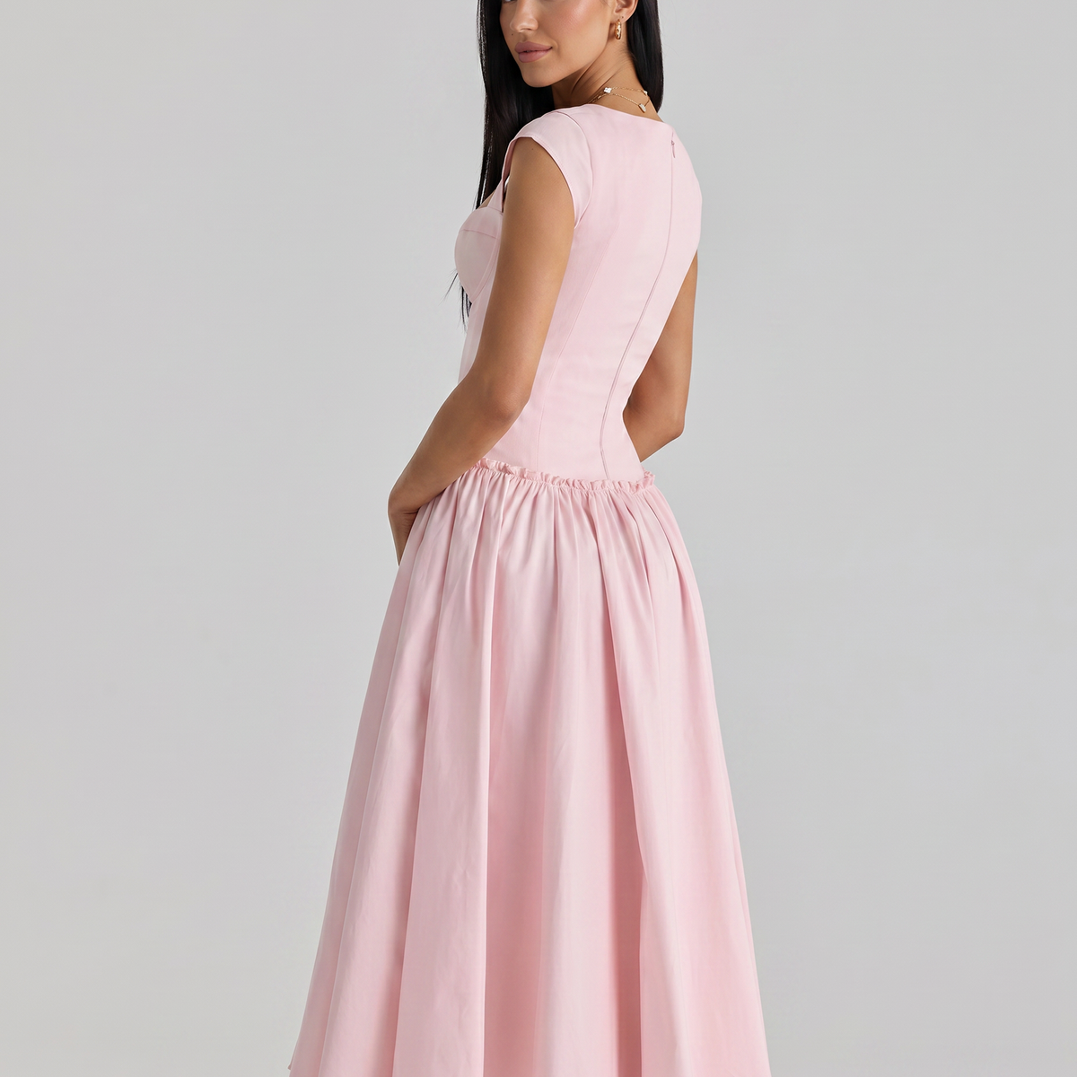 Monica | Midi Dress with Boned Bodice and Cap Sleeves