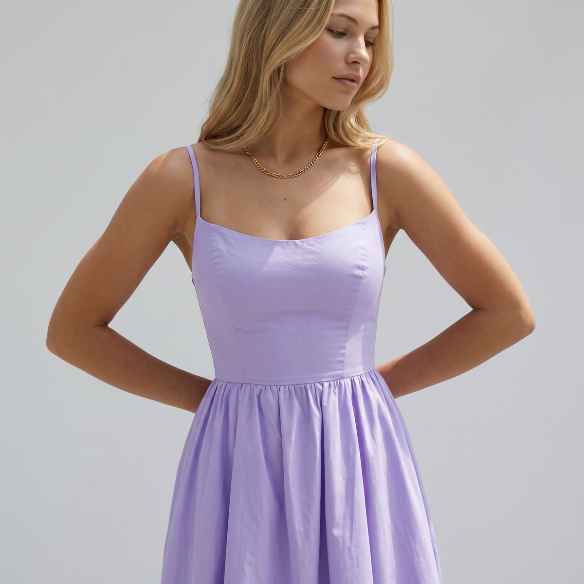 Asha | Midi Sundress with Broderie Trim Waist