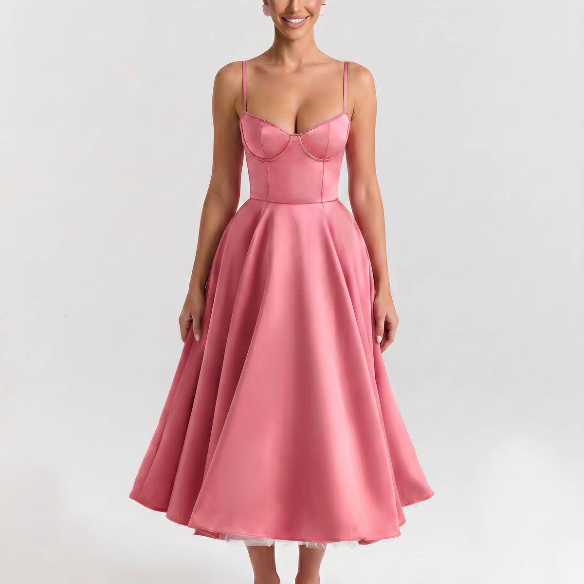 Camryn | Midi Dress with Sweetheart Neckline and Tulle Skirt