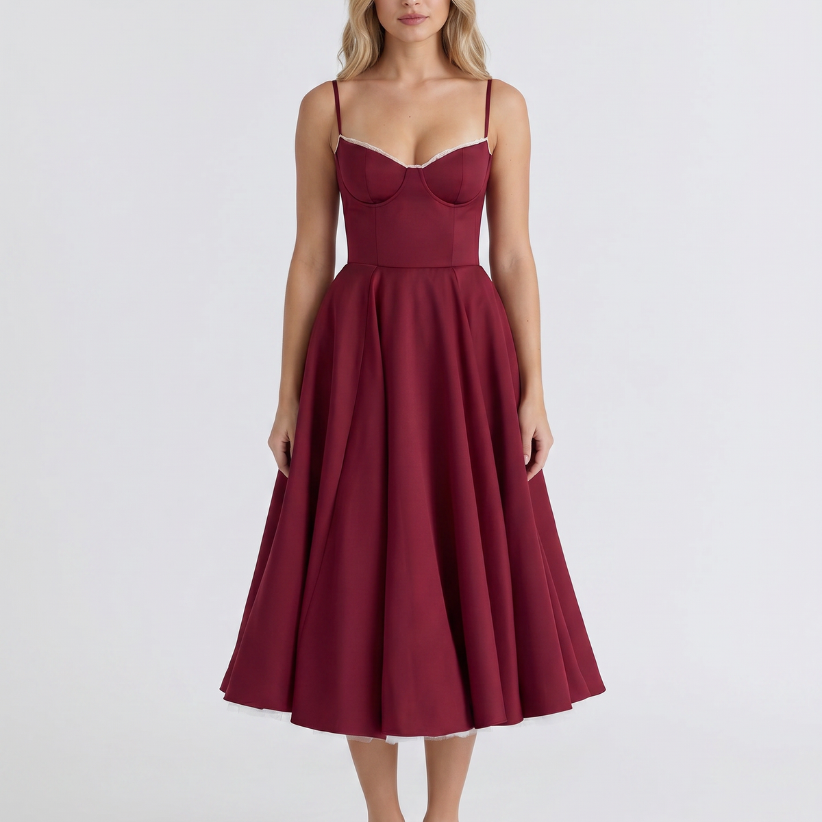 Camryn | Midi Dress with Sweetheart Neckline and Tulle Skirt