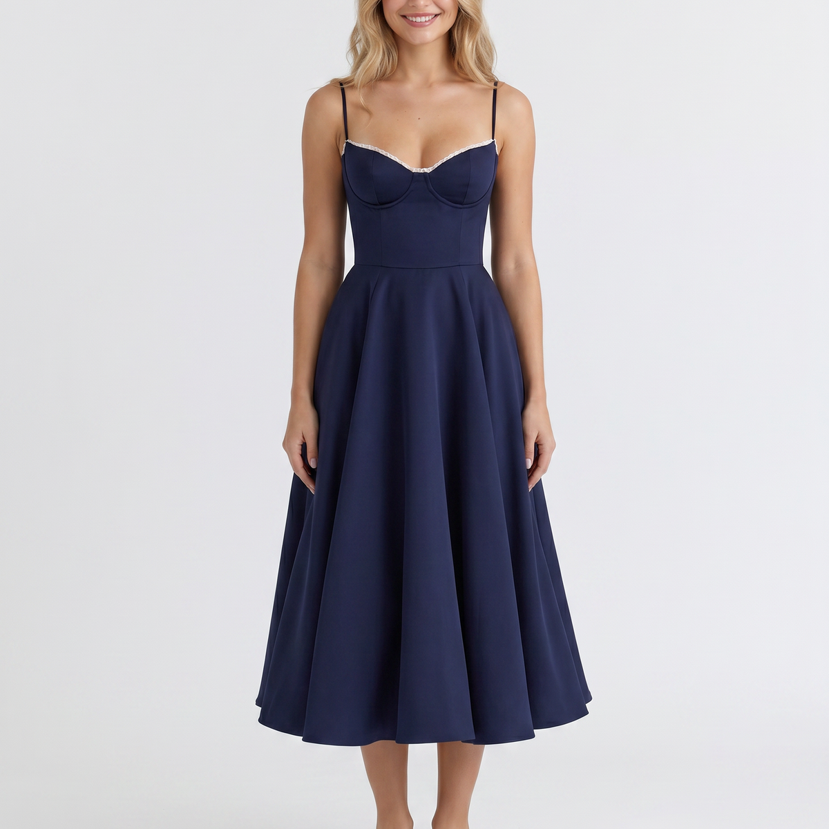 Camryn | Midi Dress with Sweetheart Neckline and Tulle Skirt