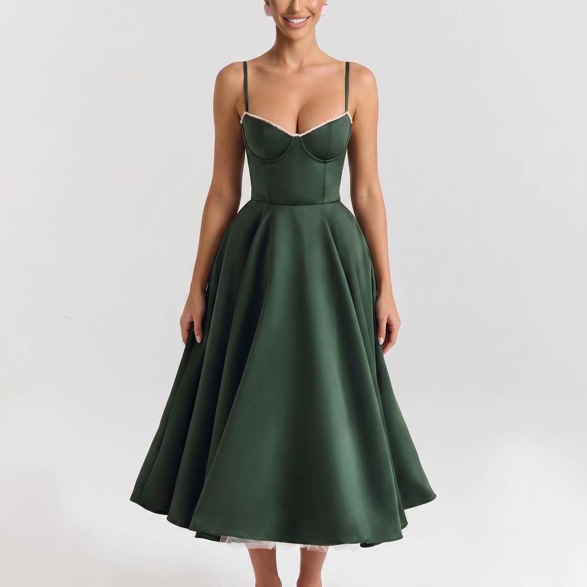 Camryn | Midi Dress with Sweetheart Neckline and Tulle Skirt